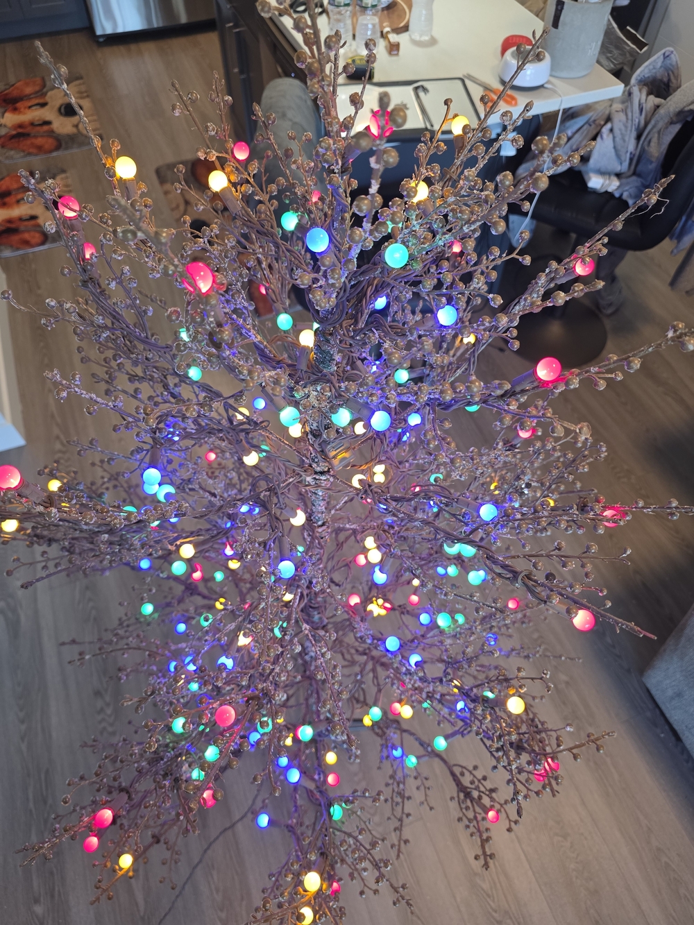 GE Ft Pre-lit artificial twig Christmas tree multicolored LED gumball lights - Picture 4 of 10